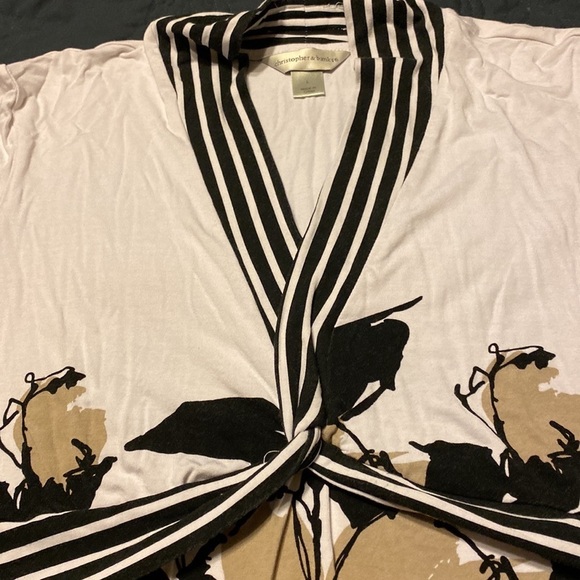 Christopher & Banks V-neck T-shirt twist tie at bust rayon & spandex - Picture 3 of 9